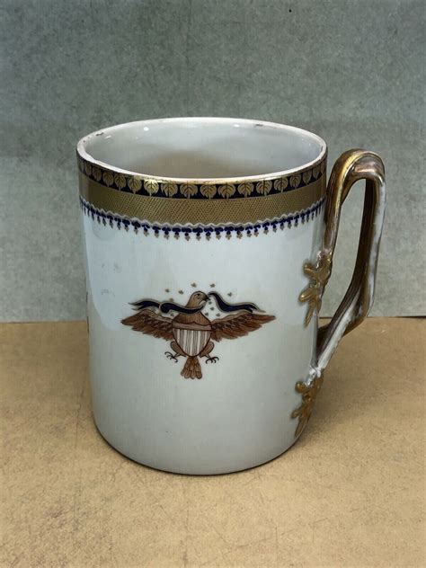 White Gold Mottahedeh Lowestoft Diplomatic American Eagle Tankard Stein