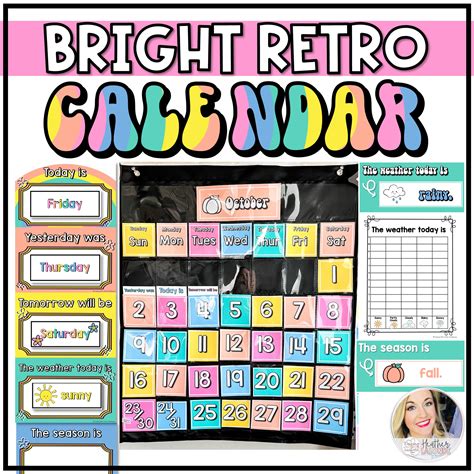 Pocket Chart Calendar Retro Classroom Decor Bulletin Board Classful