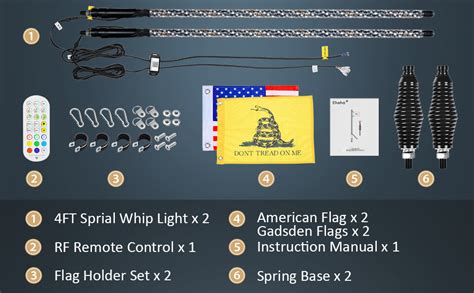 Amazon Ehaho 2 Pack 4FT Whip Lights With Spring Base LED Whip