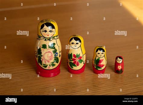 Set Of Traditional Russian Wooden Babushka Dolls Matrioshka Stacking