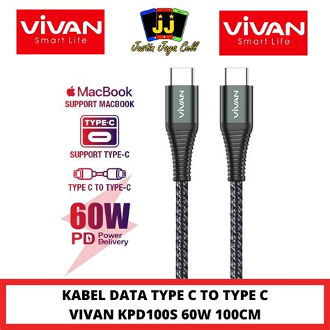 Jual KABEL DATA TYPE C TO TYPE C VIVAN KPD100S 60W PD FAST CHARGING