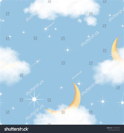 Seamless Pattern Cute Fantasy Crescent Moonstar Stock Vector Royalty