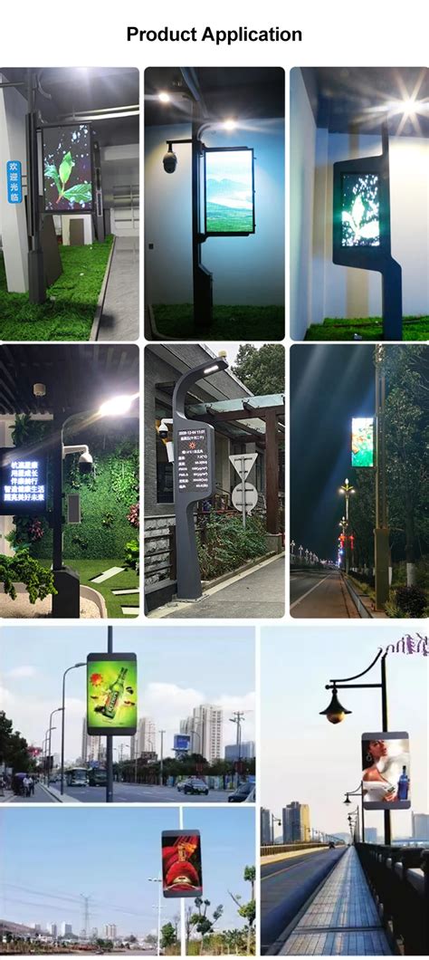 P4 Outdoor Street Lighting Pole Vertical Digital Signage Signs Led