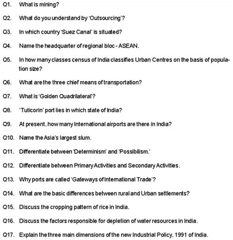 Cbse Class Geography Sample Paper Set D