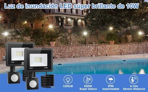 Sunsign 10W LED Foco De Exterior Con Detector De Movimiento 4200LM