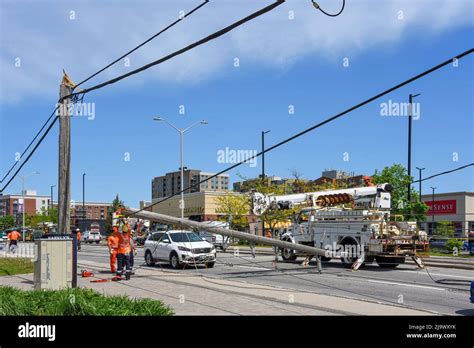 Ottawa Canada May 25 2022 Hydro Workers Repairing Downed Power