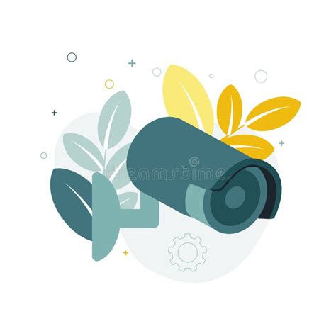 Cctv Vector Illustration Of A Cctv Camera On The Background Of Leaves