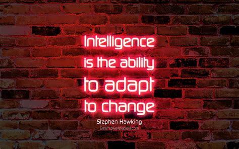 Intelligence Is The Ability To Adapt To Change Purple Brick Wall