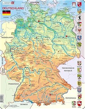 Larsen K Germania Mappa Fisica Edizione Tedesco Puzzle Incorniciato