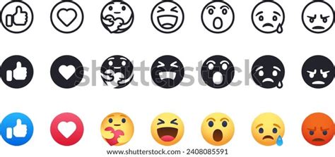 Reaction Face Emoji Vector Set Like Stock Vector (Royalty Free ...