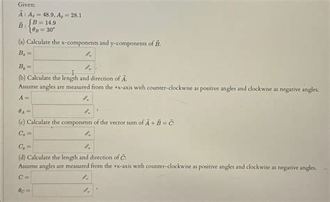 Solved Given Vec A Ax Ay Vec B B B A Chegg