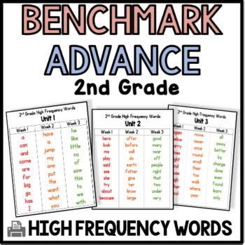 Nd Grade High Frequency Words Units Benchmark Advance Tpt