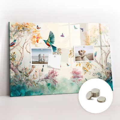 Tableau magnétique décoratif Fleurs oiseaux nature Tulup fr