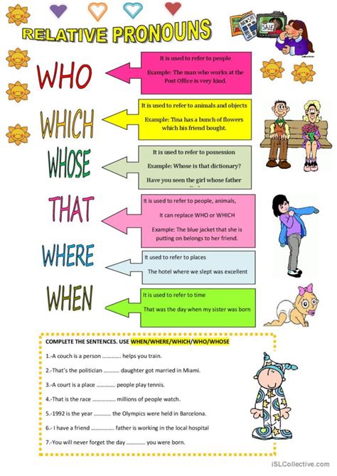 RELATIVE PRONOUNS: English ESL worksheets pdf & doc 