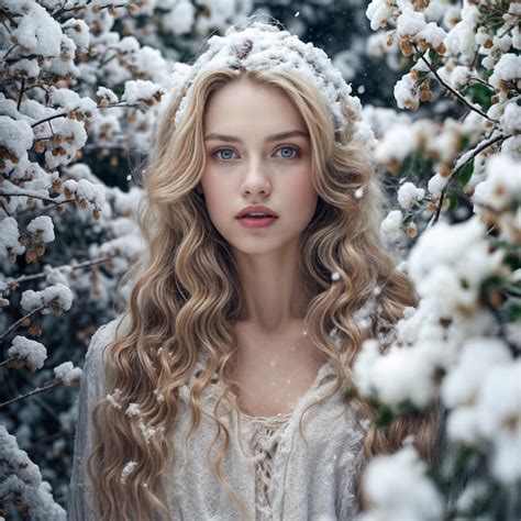 Premium Photo A Woman With Blonde Hair And A White Dress Is Standing In Front Of A Tree With