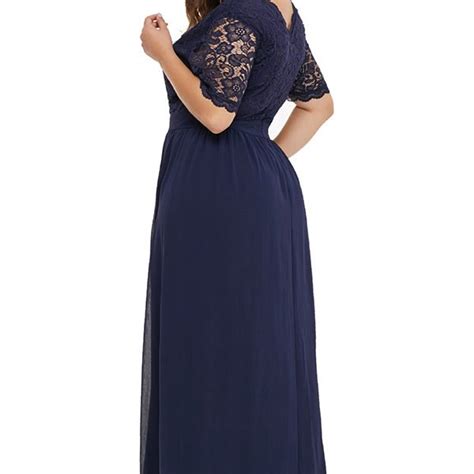 Hualong Elegant V Neck Blue Plus Size Evening Dresses Online Store