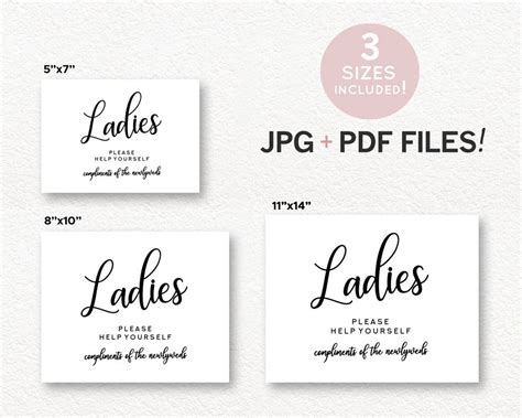 Ladies Bathroom Sign Bathroom Sign Printable Wedding - Etsy