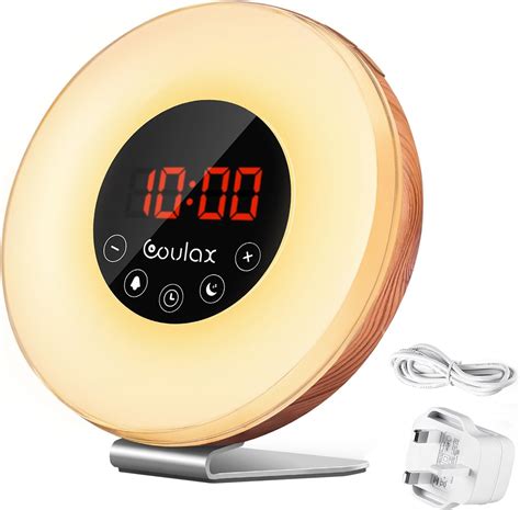 Sunrise Alarm Clock COULAX Wood Wake Up Light Sunlight Sunset