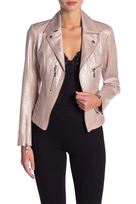 Insight Metallic Faux Leather Moto Jacket Faux Leather Moto Jacket Leather Jackets Front