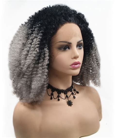 Invisilace B Gray Ombre Synthetic Lace Front Wigs Afro Kinky Curly Wig