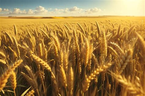 Premium Photo Golden Wheat Fields Under A Blue Sky