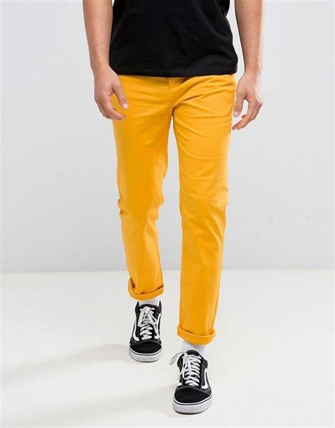 Asos Slim Chinos In Yellow Mens Yellow Pants Yellow Pants Outfit