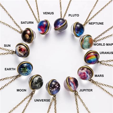 Planet Necklace World Necklace Universe Pendant Jewelry Solar System