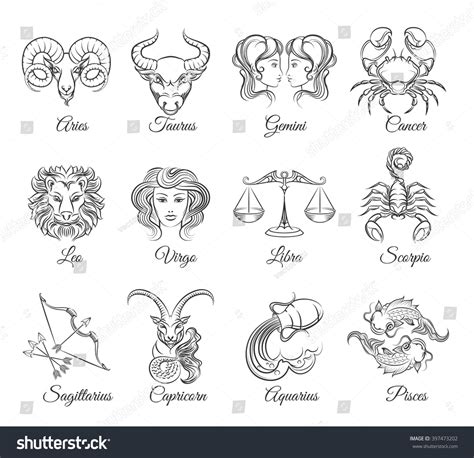 Zodiac Graphic Signs Vector Astrological Symbols Stock Vector Royalty