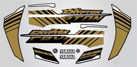 Calcos Yamaha Crypton 2021 Moto Negra Version Ocre En Venta En