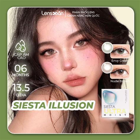 Kính áp tròng cận 6 tháng LENS XOẮN lens tây NUDE BROWN ENVY GREEN hiệu ứng COLOR CL SIESTA