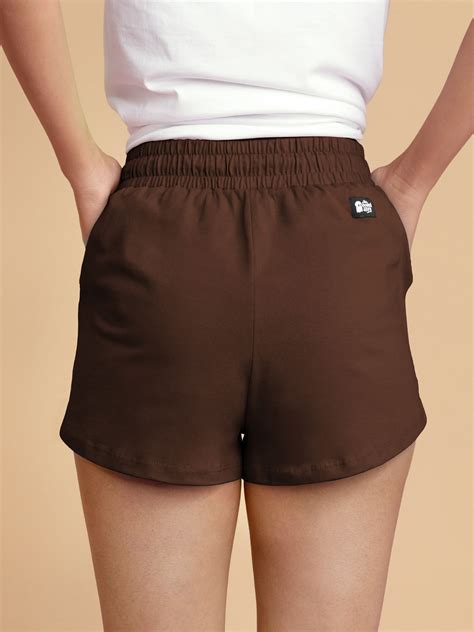 Buy Solid Chocolate Brown Womens Shorts Online