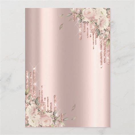 Rose Gold Drips Dress Flower Silver Th Birthday Invitation Zazzle