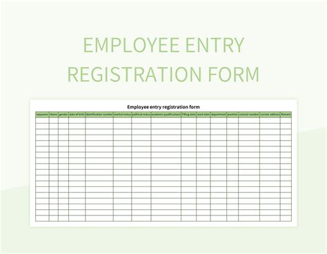 Employee Entry Registration Form Excel Template And Google Sheets File