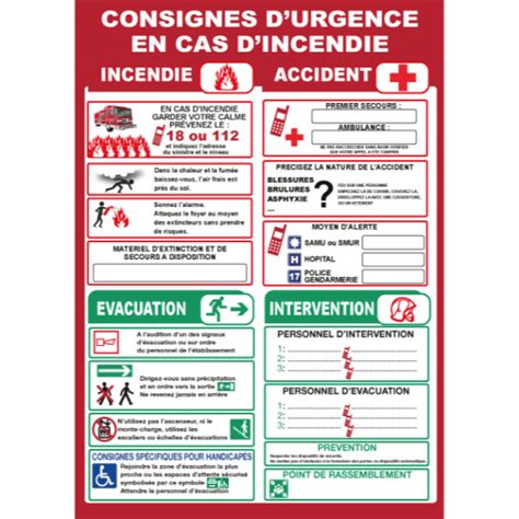 Consignes d Urgence en cas d Incendie Sécurité Incendie