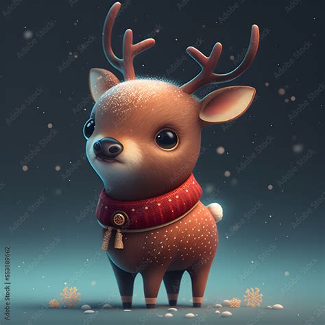 Cute Christmas Reindeer Cartoon