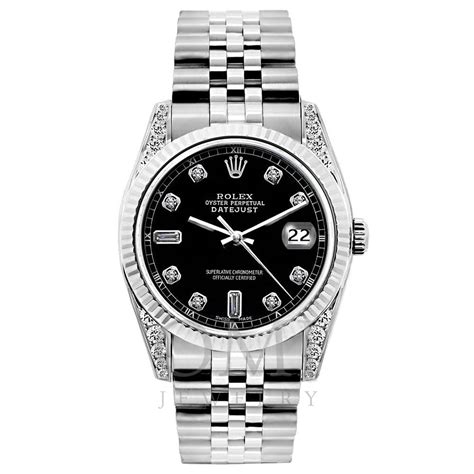 Rolex Datejust Diamond Watch, 26mm, Stainless SteelBracelet Black Dial ...