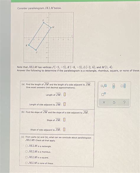 Solved Consider Parallelogram Jklm Below M Note That Jklm Has