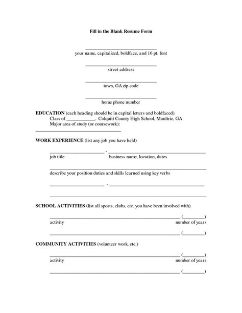 Fill In The Blank Resume PDF Resumecareer Info Fill In The