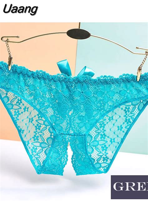 Uaang Women Sexy Panties Exotic Open Crotch Panties Thong Erotic Lingerie Female Briefs Lace