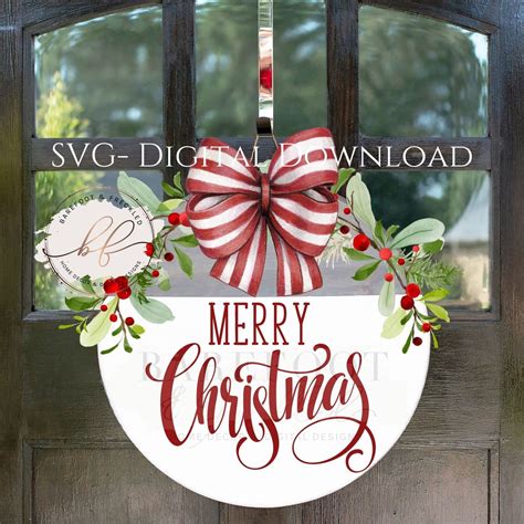 Svg Merry Christmas Door Hanger Svg Etsy