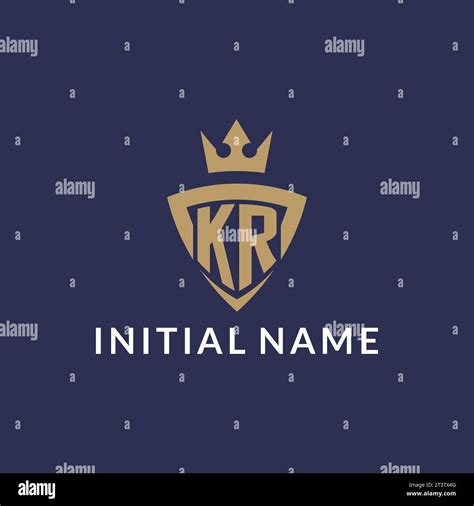 KR Logo With Shield And Crown Monogram Initial Logo Style Vector File