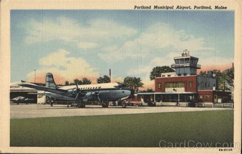 Portland Municipal Airport Maine Postcard