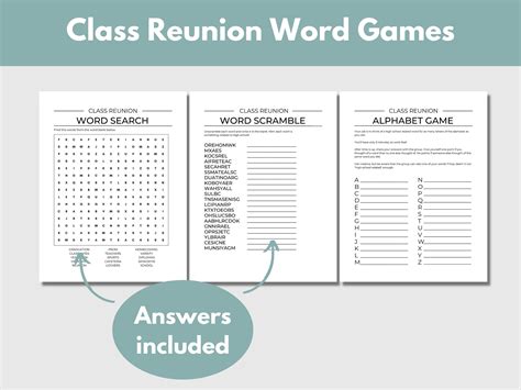 Class Reunion Games Bundle Printable High School Class Reunion ...