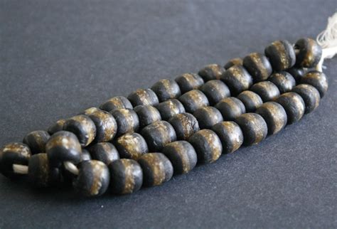 African Beads Ghana Krobo Recycled Glass To Mm Black Speckled