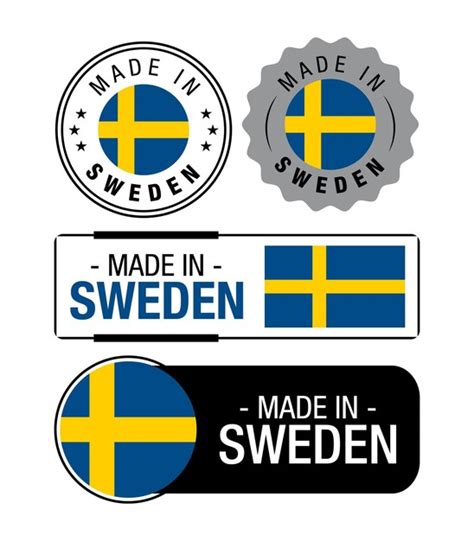 Set Made In Sweden Labels Logo Zweedse Vlag Zweden Productembleem