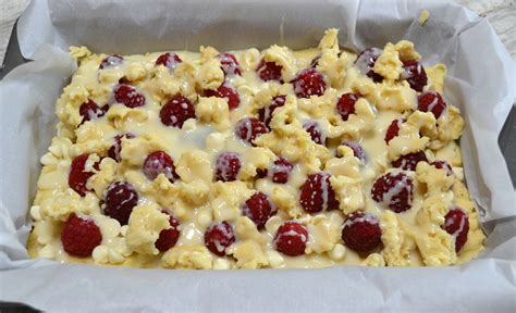 Raspberry White Chocolate Cake Bars Grandma Honeys House