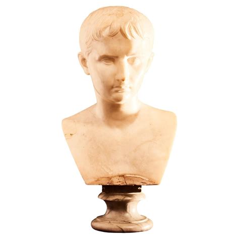 Augustus Caesar As Centurion Large Marble Bust Sculpture 20th Century