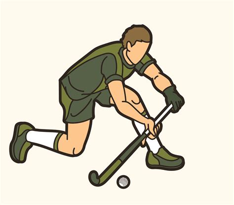 Cartoon Field Hockey Sport Male Player Action 11754759 Vector Art At