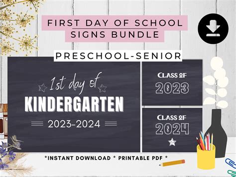 First Day Of School Signs 2023 2024 Chalkboard Forest Rose Creative