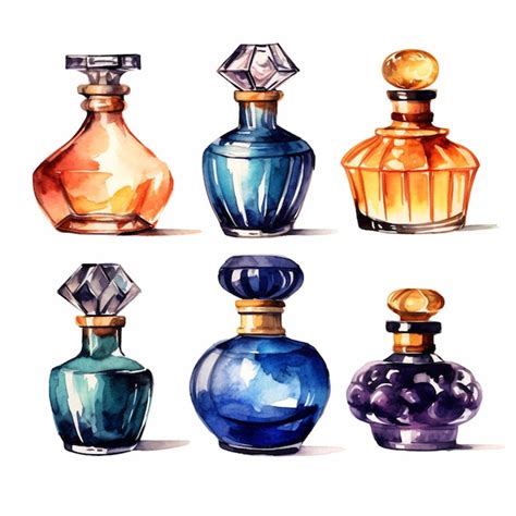 Premium Ai Image Arafed Set Of Six Different Colored Perfume Bottles